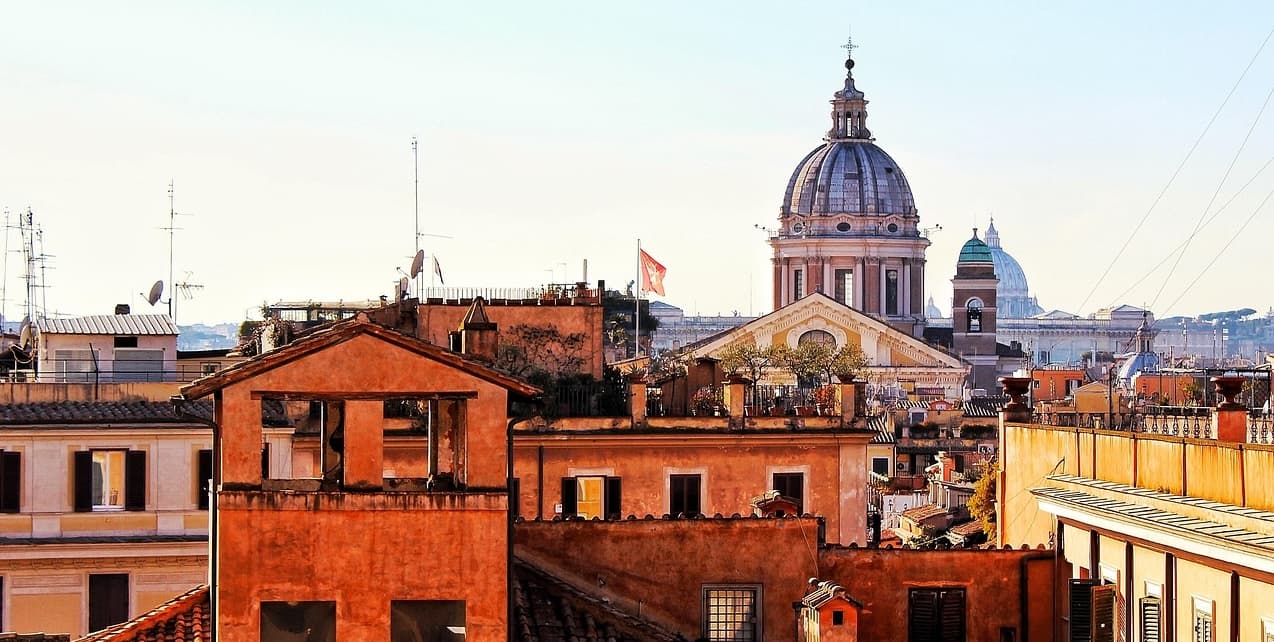 Rome rooftops at golden hour